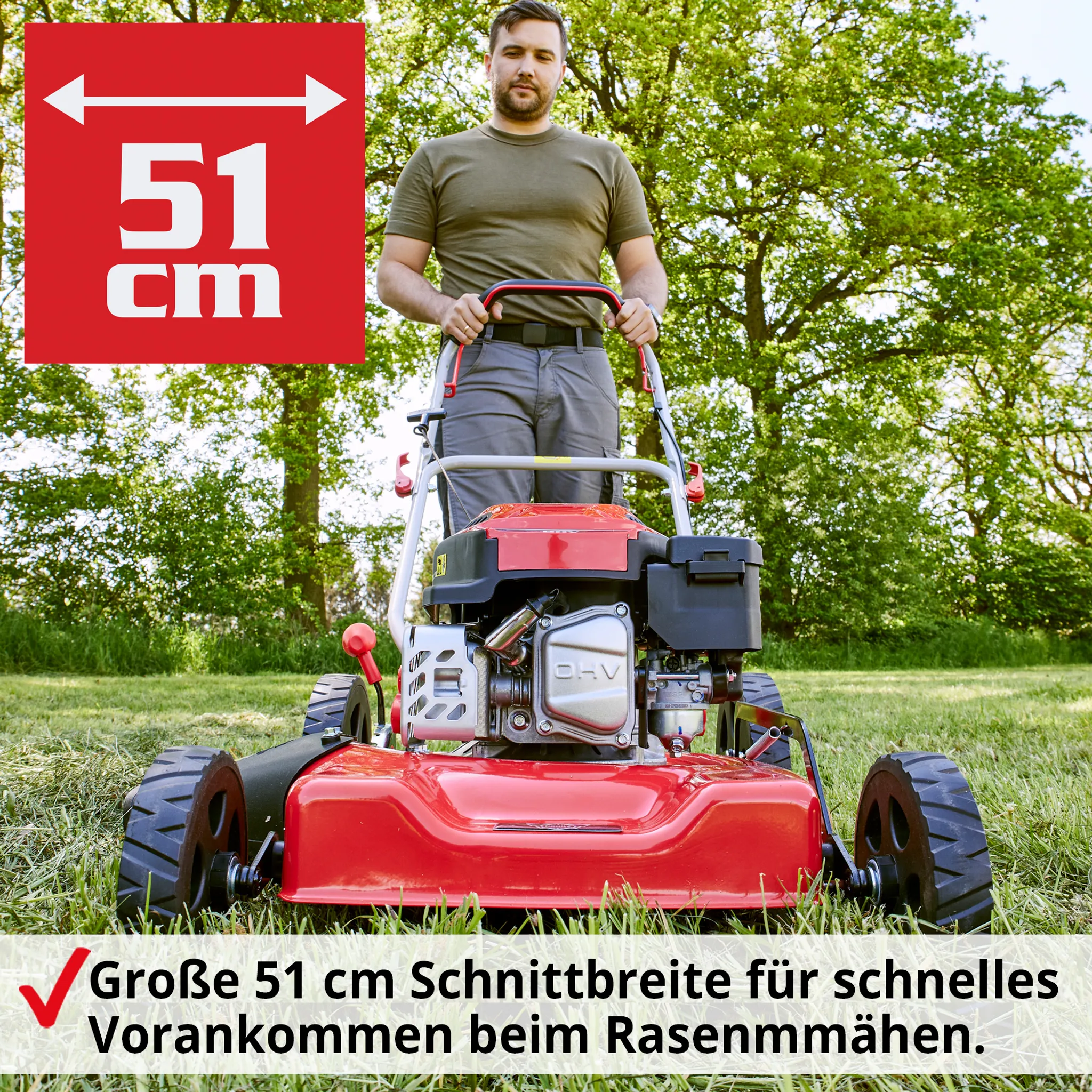 HECHT 5511 Mulchmäher Benzin | 51 cm Schnittbreite | Stahlgehäuse | 5 PS | Seitenauswurf | 5-fache Schnitthöhenverstellung – Bild 7