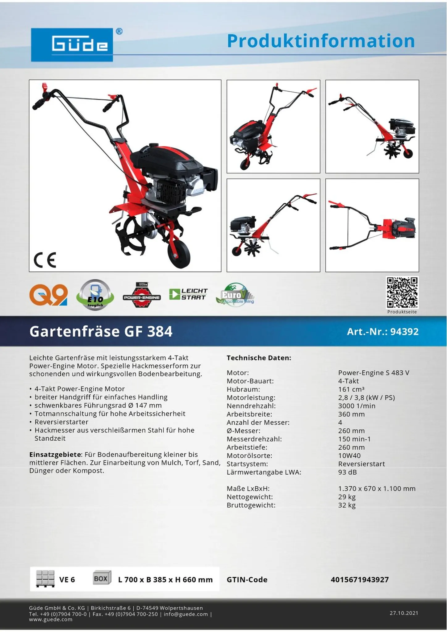 Güde Benzin Bodenhacke GF 384 36 cm Arbeitsbreite – Bild 9