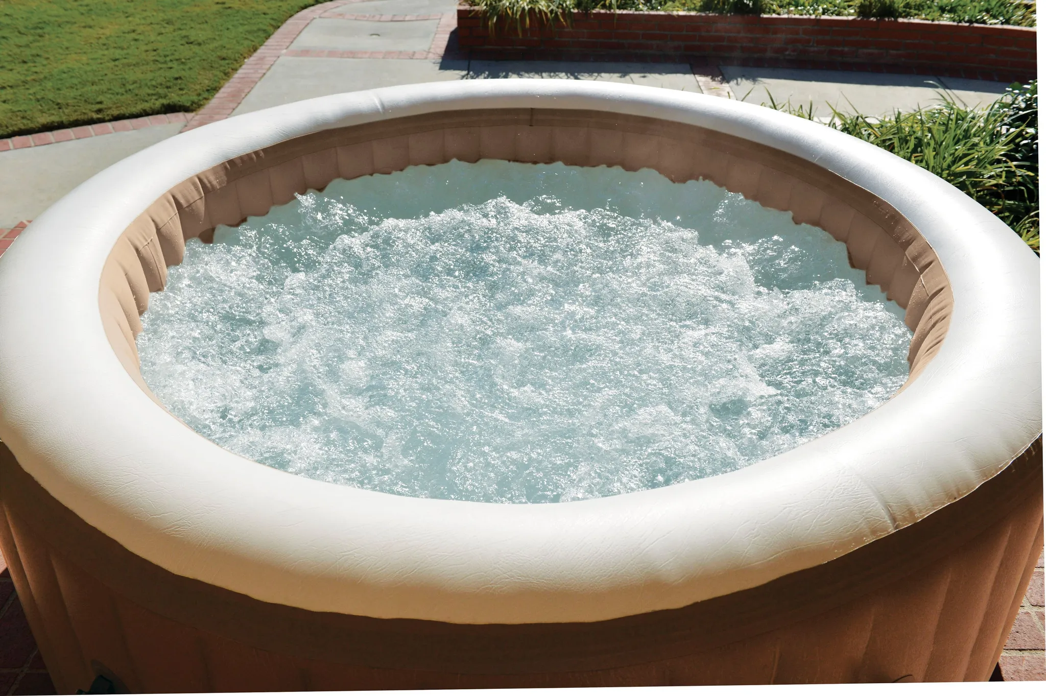 INTEX 28426 - Whirlpool - PureSPA »Bubble« (rund, sahara tan, Ø196 außen/Ø145cm innen) x 71cm hoch für 4 Personen – Bild 4