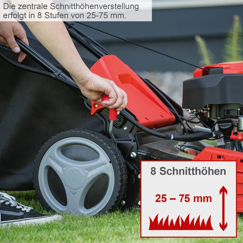 Scheppach Benzin Rasenmäher MS161-46 3,5PS 6in1 mit Antrieb Breite 46cm 0,6 L Öl – Bild 8