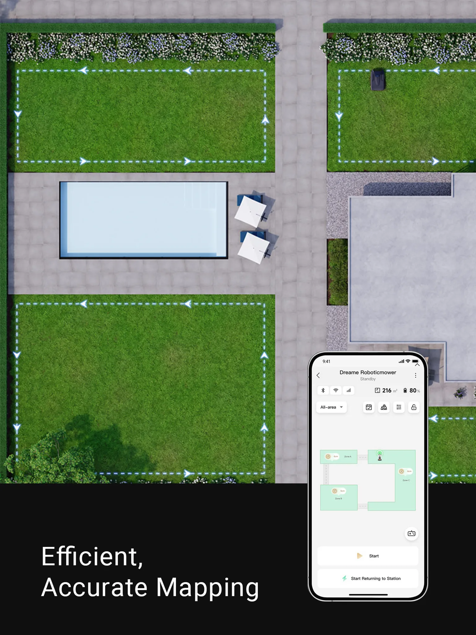 Dreame A1 Pro+Rasenmäher-Garage Combo,Intelligenter Mähroboter,Drahtloser Umfang Mähroboter,App-Steuerung,Intuitive Zonenverwaltung,3D-Erkennung – Bild 4