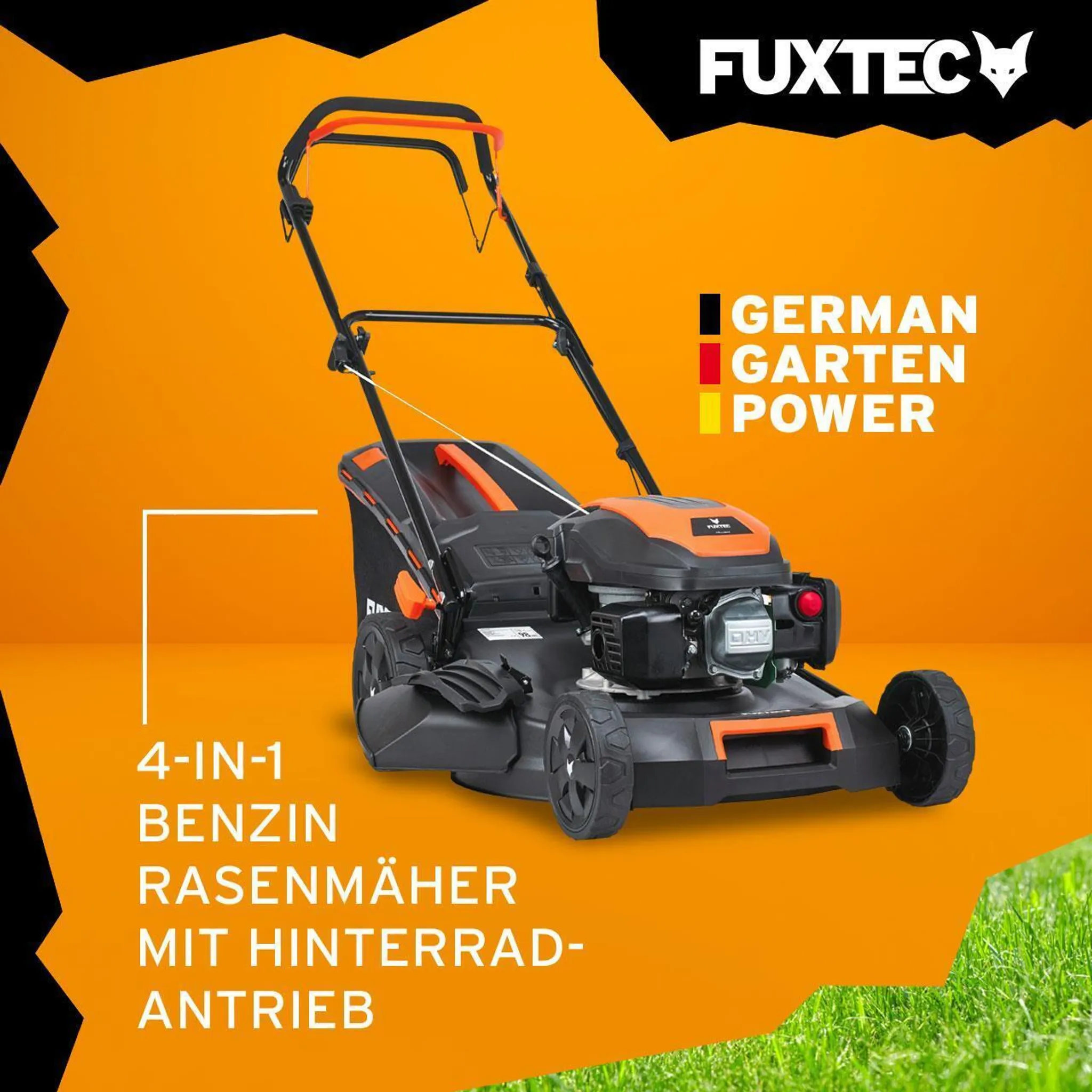 FUXTEC Benzin Rasenmäher FX-RM5170 - 170ccm | 51cm | 28Kg | 4-Takt | Selbstantrieb | Mulchfunktion | Seitenauswurf | 60L Fangkorb | bis 1000m² – Bild 2