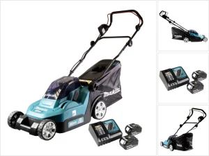 Makita DLM 382 RT2 Akku Rasenmäher 36 V ( 2x 18 V ) 38 cm 40 l + 2x Akku 5,0 Ah + Ladegerät