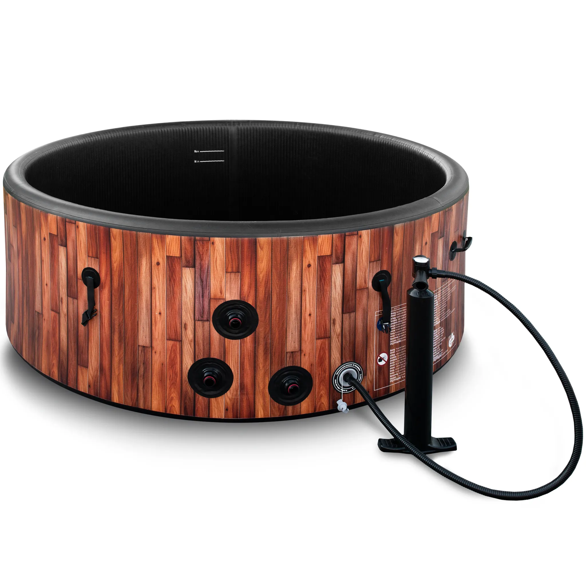 COIL Whirlpool SPA Aufblasbar, Schwimmbad mit Hydromassage, extra dünn, In- & Outdoor, 6 Personen, 175 cm, TEAK – Bild 4