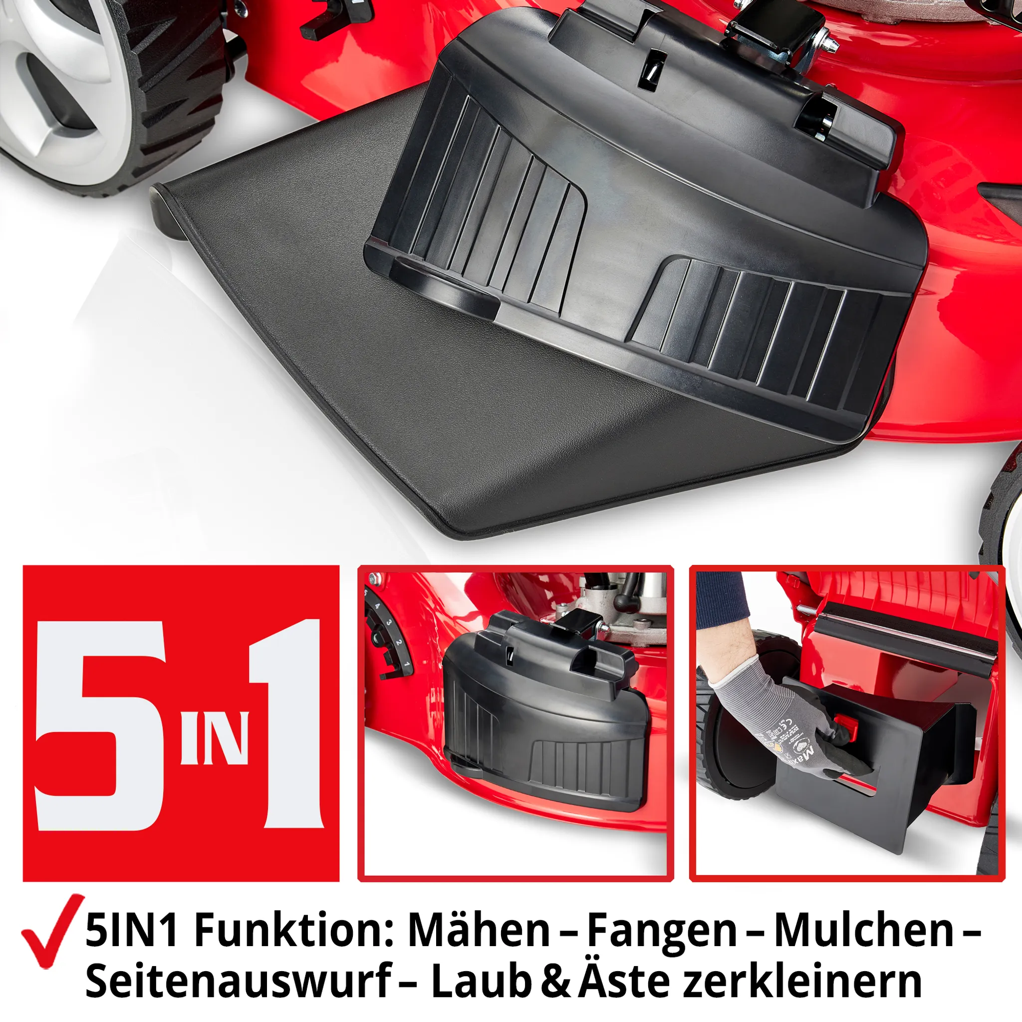 HECHT 548 SWE Rasenmäher Benzin | mit Antrieb | Elektrostart | 46 cm Schnittbreite | 5 PS | 5in1 | 60L Fangkorb – Bild 3