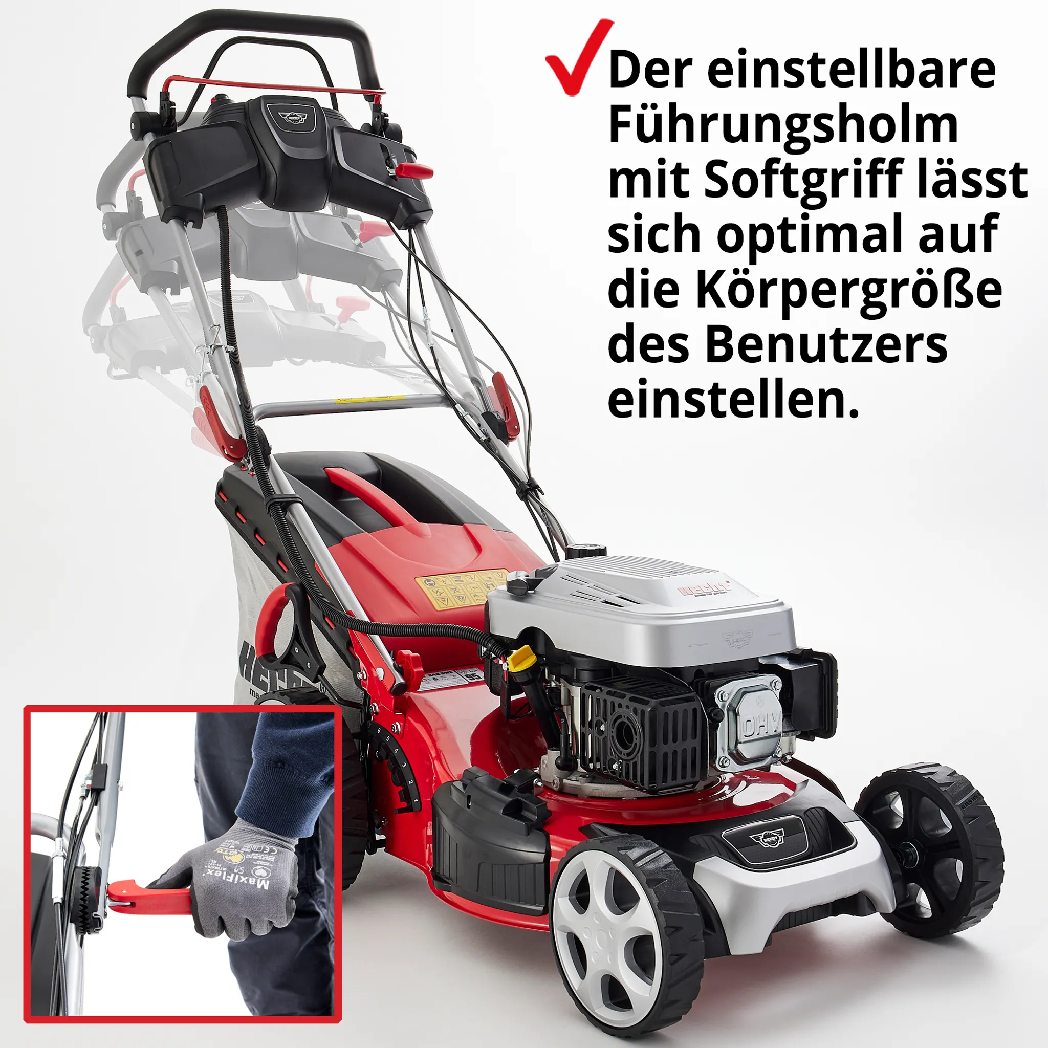 HECHT 548 SWE Rasenmäher Benzin | mit Antrieb | Elektrostart | 46 cm Schnittbreite | 5 PS | 5in1 | 60L Fangkorb – Bild 8
