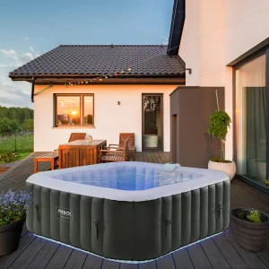 AREBOS Whirlpool 2400W | Aufblasbarer 185x185 910 L | 6 Personen | LED & 130 Düsen