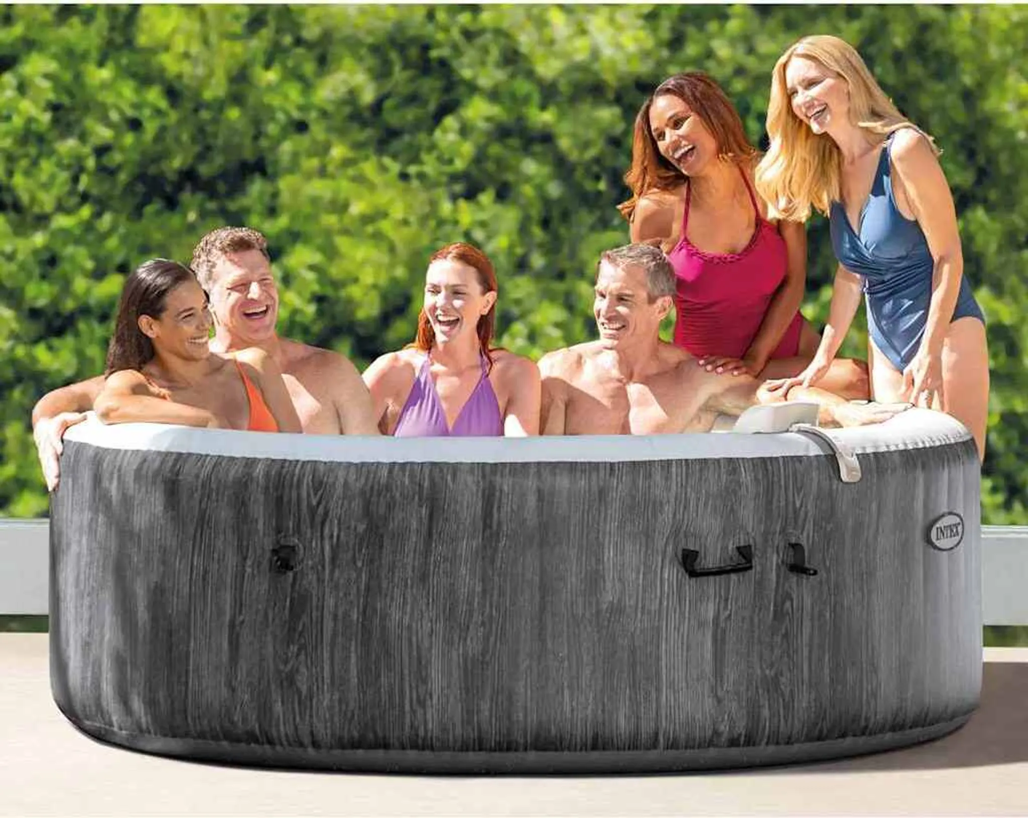 INTEX 28442 - Whirlpool - PureSPA Bubble Greywood Deluxe (rund, Ø216 außen/Ø165cm innen) x 71cm hoch – Bild 9