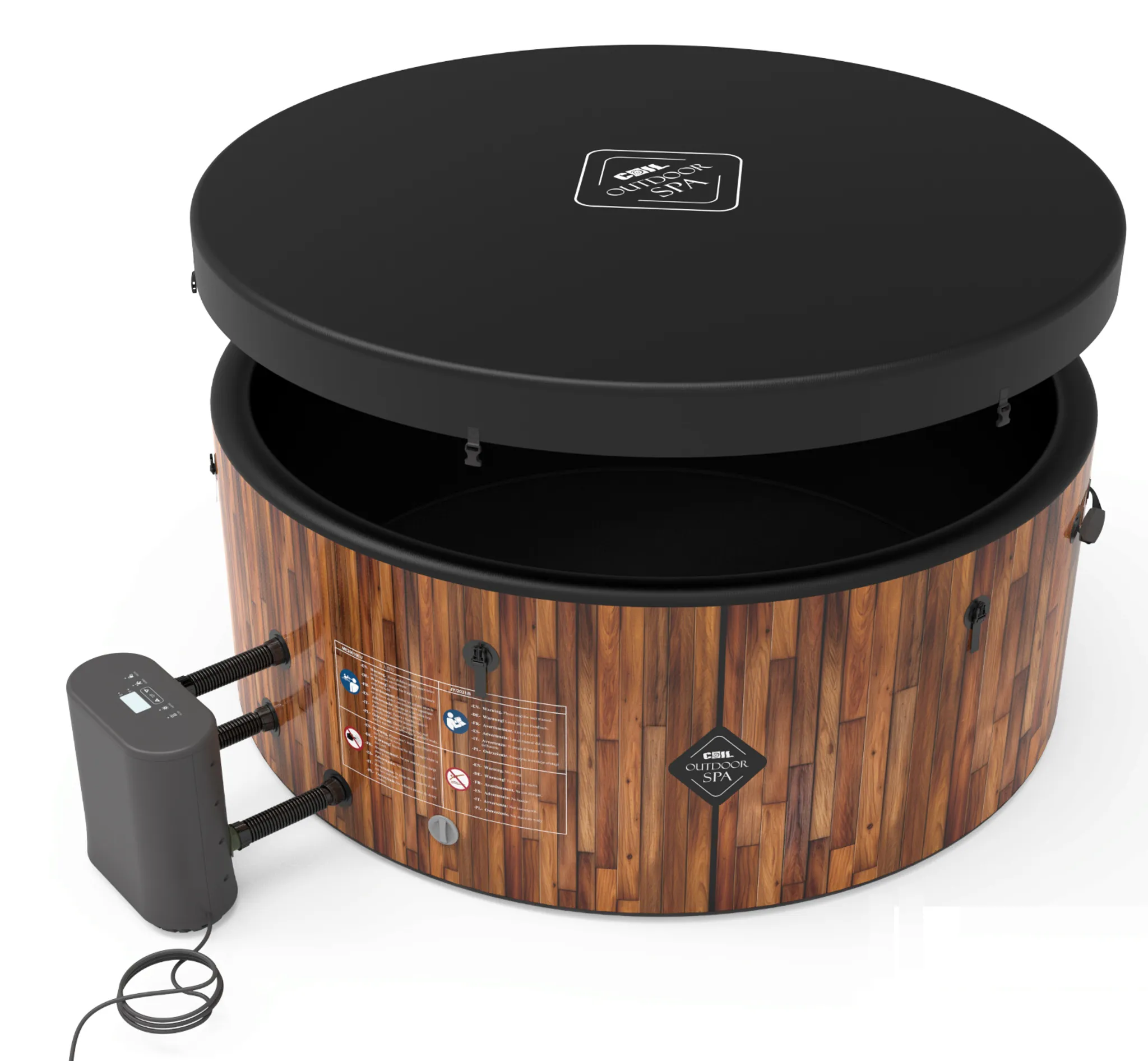 COIL Whirlpool SPA Aufblasbar, Schwimmbad mit Hydromassage, extra dünn, In- & Outdoor, 6 Personen, 175 cm, TEAK – Bild 7