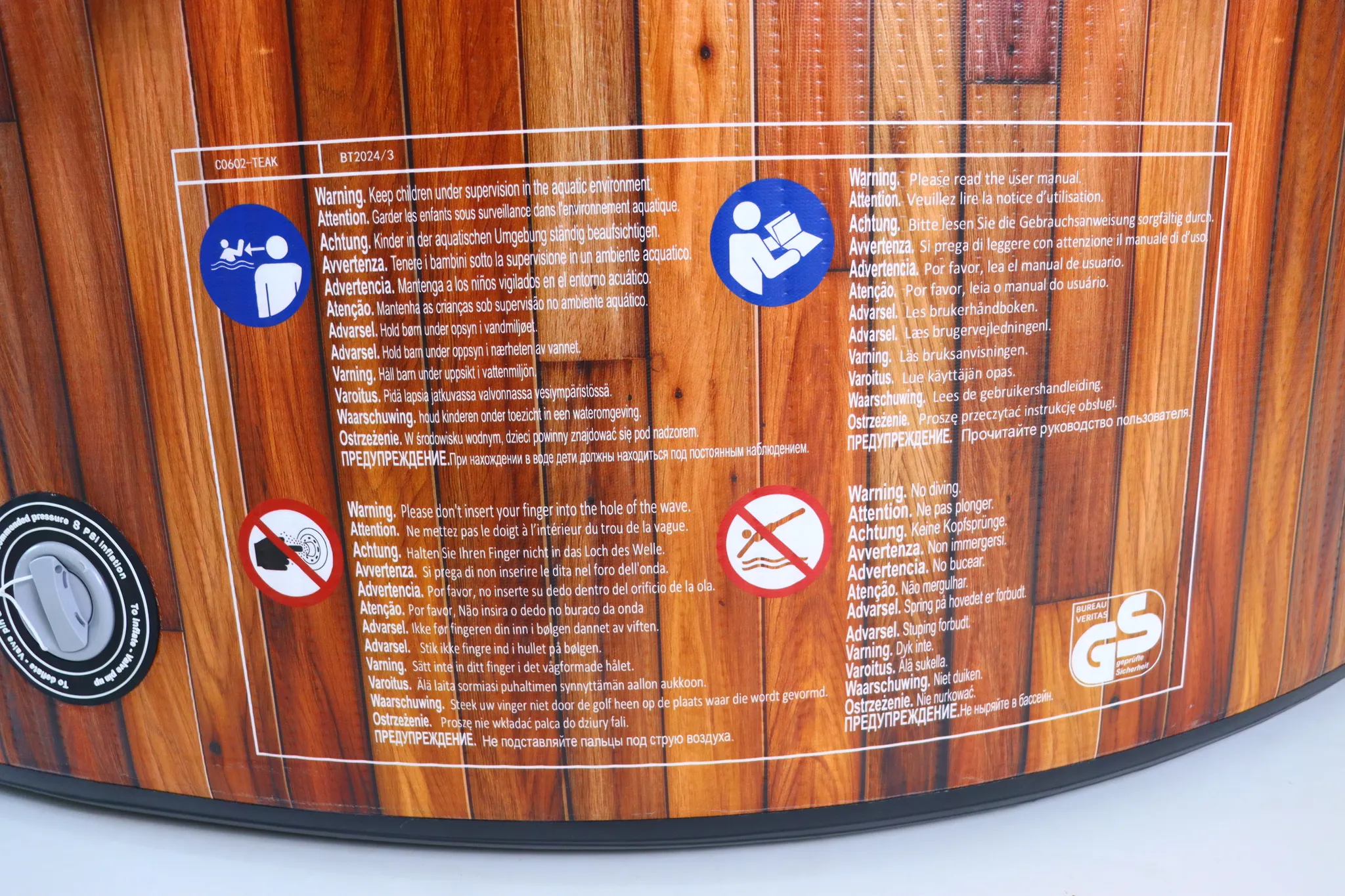 COIL Whirlpool SPA Aufblasbar, Schwimmbad mit Hydromassage, extra dünn, In- & Outdoor, 6 Personen, 175 cm, TEAK – Bild 9