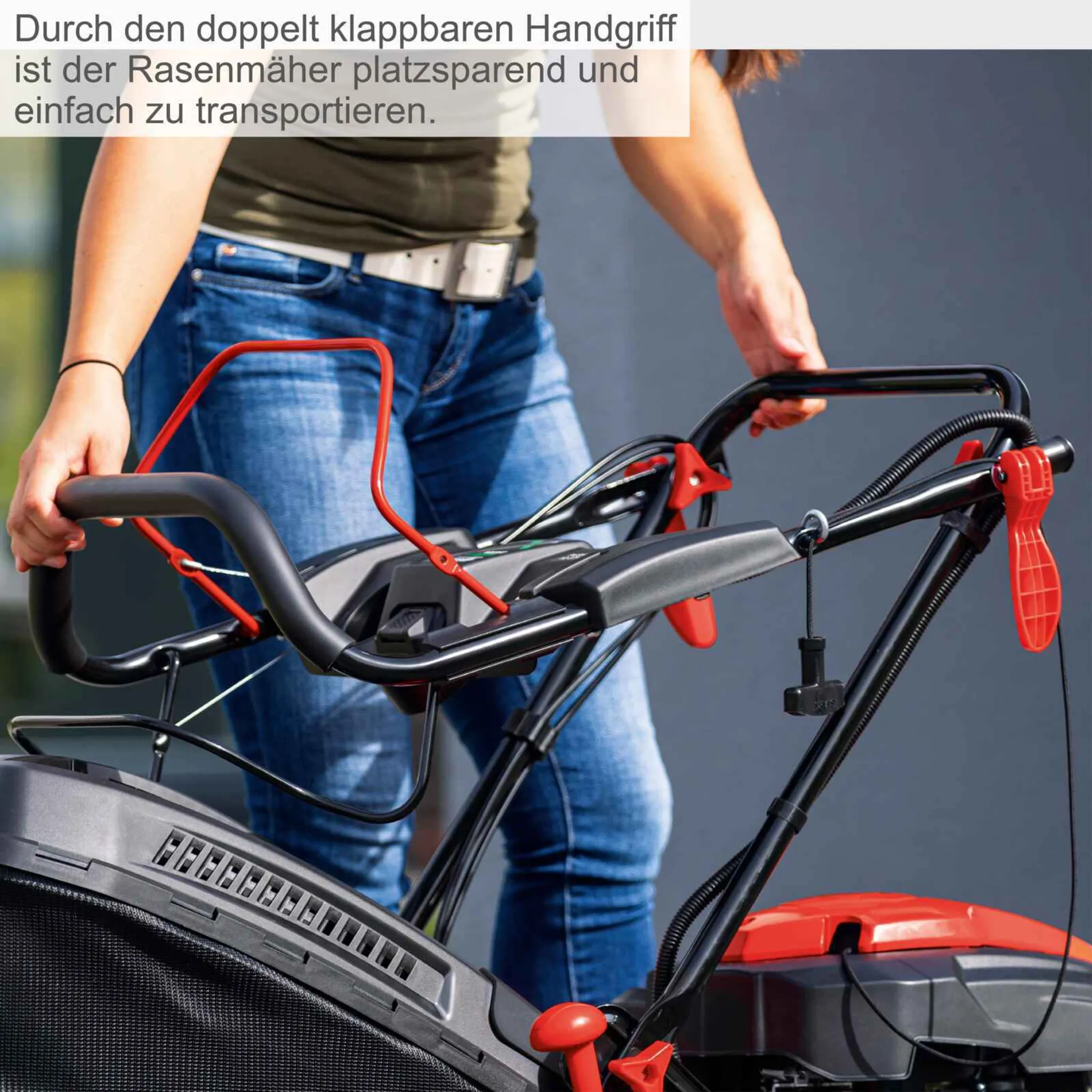 Scheppach Benzin-Rasenmäher MS225-56E - E-Start | Radantrieb | 6PS | 56cm Schnittbreite | 65 Liter Fangkorb | inkl. 2Ah Akku + 2,4A Ladegerät – Bild 10