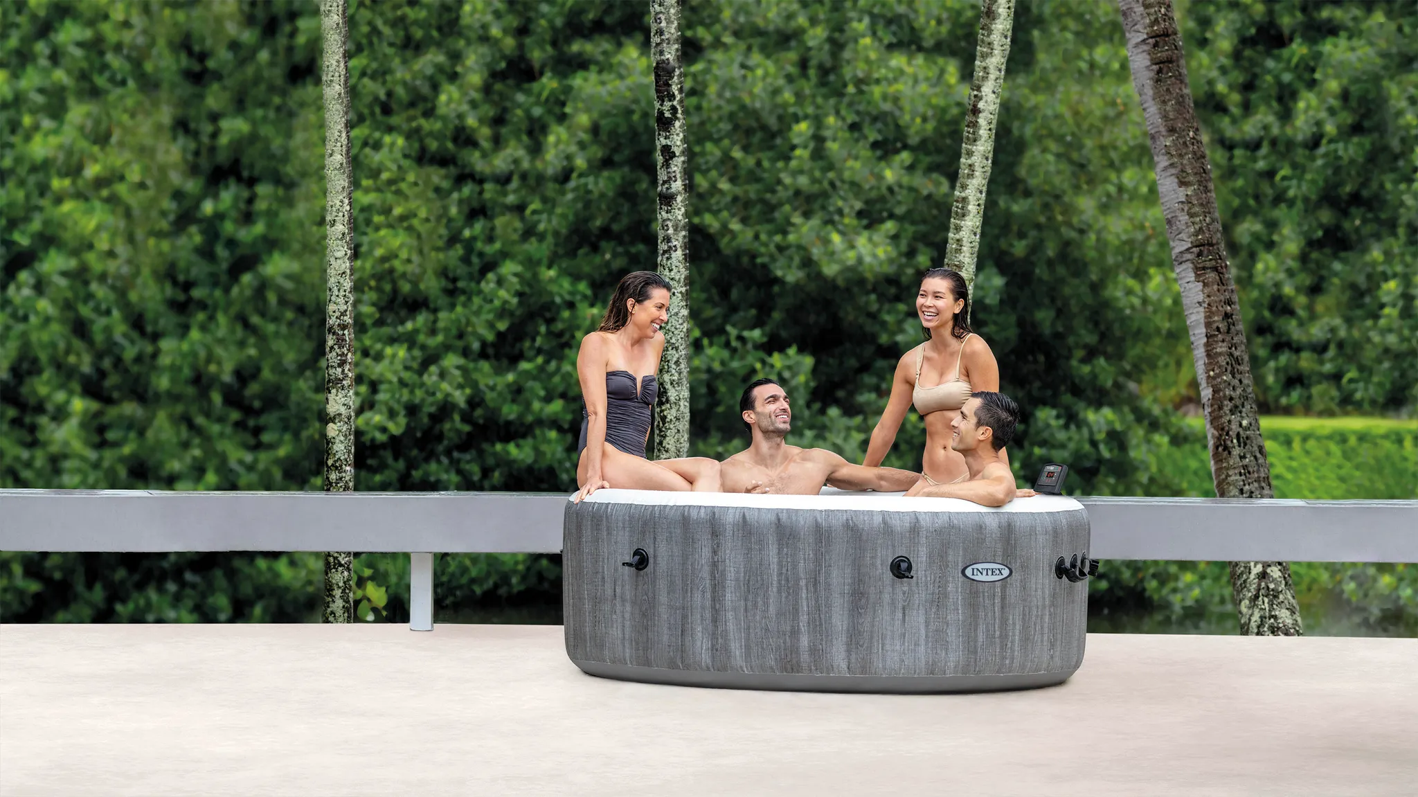 INTEX 28442 - Whirlpool - PureSPA Bubble Greywood Deluxe (rund, Ø216 außen/Ø165cm innen) x 71cm hoch – Bild 2