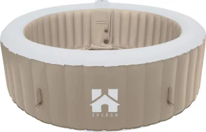 HOME DELUXE - Outdoor Whirlpool - SPLASH - Farbe: Beige - ⌀ 208 cm, Höhe 65 cm, 130 Luftdüsen - inkl. Abdeckung, Reparaturset, Filterset I Außen Whirlpool Spa für 6 Personen