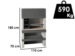 Edilmark KUBO - Grillkamin für Holz und Holzkohle - Feuerstelle links