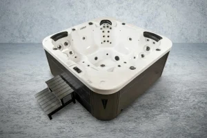 PureHaven American Outdoor-Whirlpool 215x215 cm 5 Personen Rücken- Gesäß- Nacken- & Fußreflexzonenmassage Filtersystem Wasserfall 1650 L