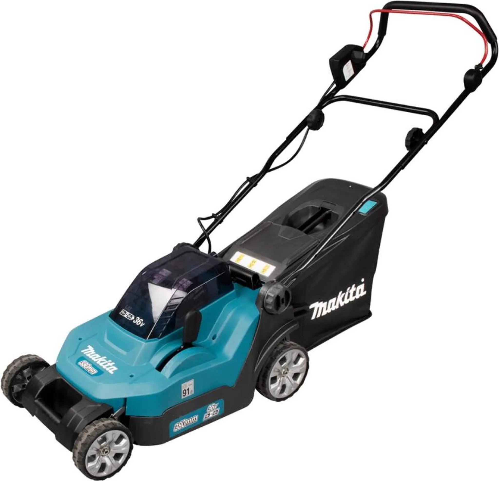 Makita Akku Rasenmäher Gartengeräte DLM382CM2 36 Volt 2 Akkus 4 Ah Schnittbreite 38 cm für Gartenpflege – Bild 6