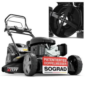 ONBEST  Benzin Rasenmäher mit Antrieb TXC-3651 | 51 cm Schnittbreite | 6,5 PS | Doppelmesser | 5in1 | Mulchkit | 60L Fangkorb