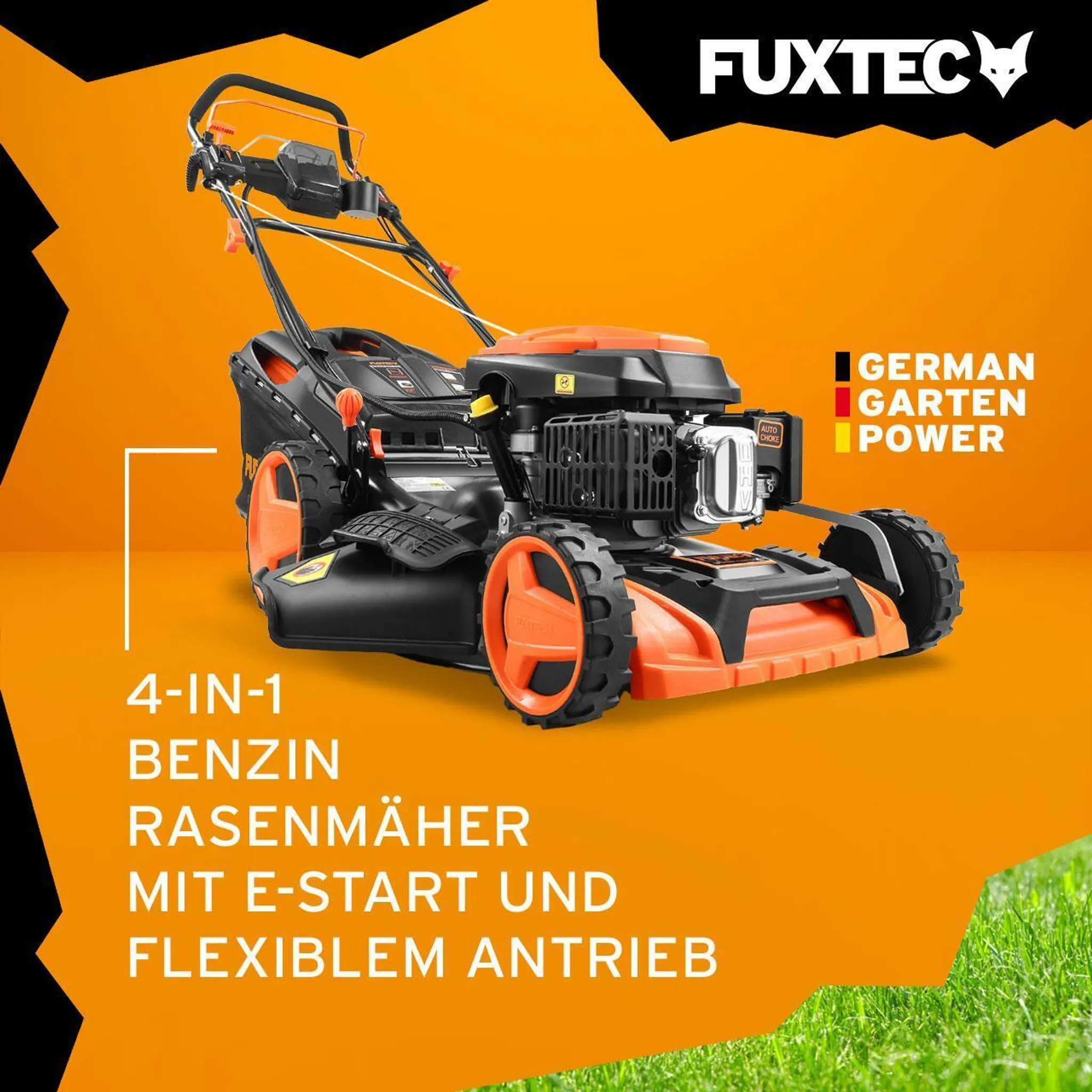 FUXTEC Benzin Rasenmäher FX-RM5196eSPRO - 196ccm | 51cm | 6PS | mit Antrieb + E-Start + FlexSpeed | 36kg | 60L | Seitenauswurf |ab 1001m² – Bild 2