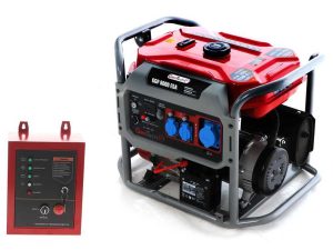 GeoTech Pro GGP 8000 ESA - Benzin-Stromerzeuger mit Rädern und AVR-Regelung und Elektrostarter 6.5 kW - Dauerleistung 6 kW - 230V + ATS