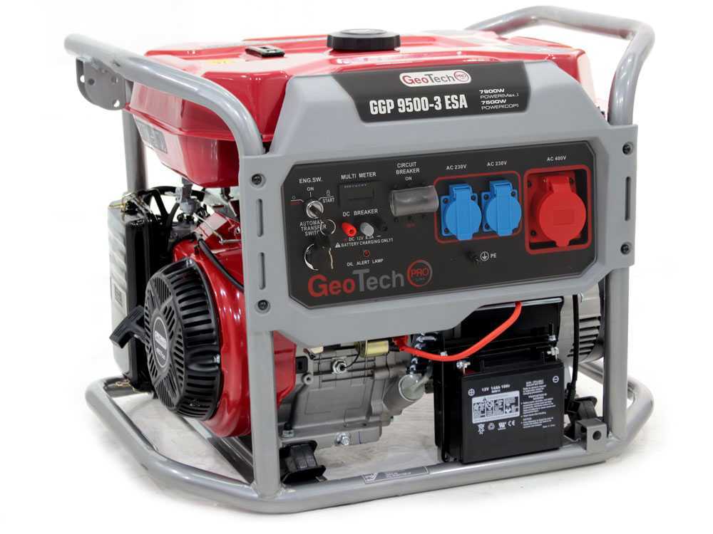 GeoTech Pro GGP 9500-3 ESA - Benzin-Stromerzeuger mit Rädern und AVR-Regelung und Elektrostarter 7.8 kW - Dauerleistung 7.5 kW Full-Power – Bild 2