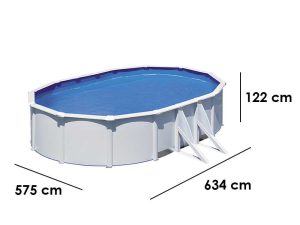Gre Fidji Oval 610x375x120cm - Ovaler Stahlwandpool
