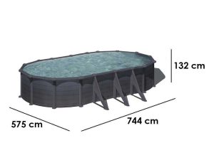 Gre Granada Ovale 730x375x132cm - Ovalbecken mit Stahlwand