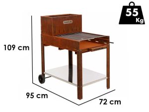 Holz- und Kohlegrill Super Flipper aus Cortenstahl