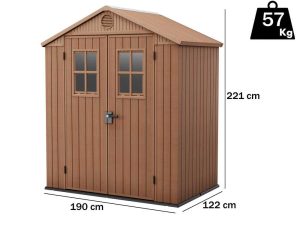 Keter Darwin braun - Gartenhaus - mit Frontfenstern - 190x122x221 cm
