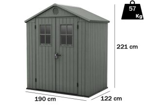 Keter Darwin grün - Gartenhaus - mit Frontfenstern - 190x122x221 cm