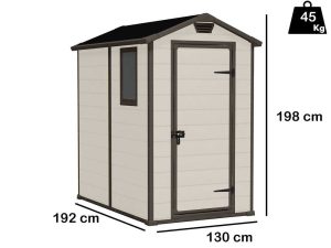 Keter Manor beige - Gartenhaus - mit Seitenfenster - 130x192x198 cm