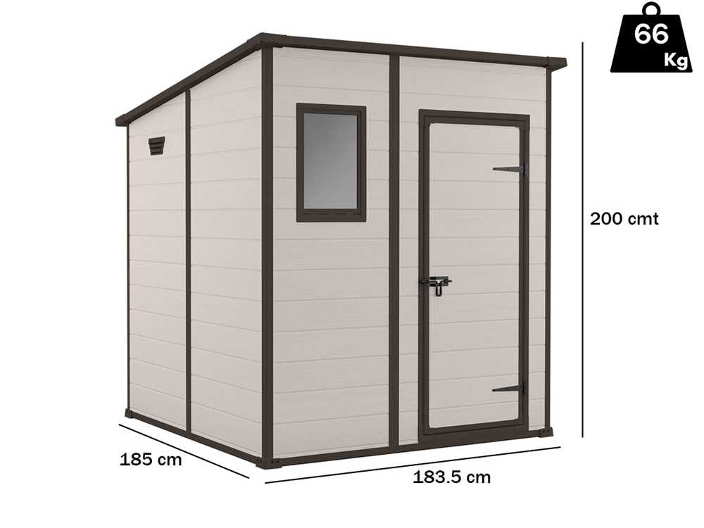 Keter Manor Pent - Gartenhaus - Mit Frontfenster - 183.5x185x200 cm