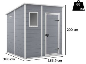 Keter Manor Pent grigio - Gartenhaus - Mit Frontfenster - 183.5x185x200 cm