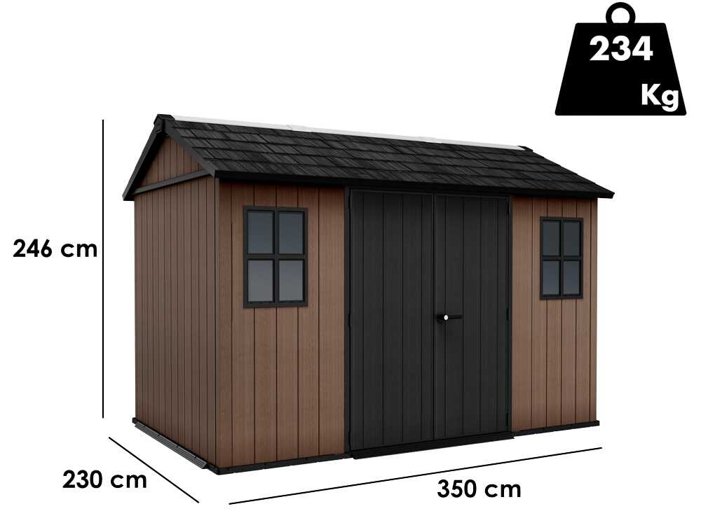 Keter Newton plus 7511/1175 - Gartenhaus - Mit Doppeltür und Fenstern - 230x350x246 cm – Bild 4