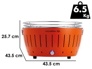 LotusGrill LG G435 U OR - Tragbarer XL-Grill für den Außenbereich - Orangefarbene Außenhülle