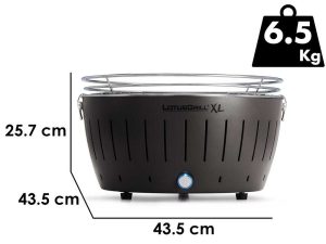 LotusGrill LG G435 U – Tragbarer XL-Holzkohlegrill für den Außenbereich – Anthrazitfarbenes Außengehäuse