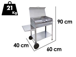 Mille Achille Medium - Handgefertigter Holzkohlegrill aus Edelstahl - 57,5x37cm