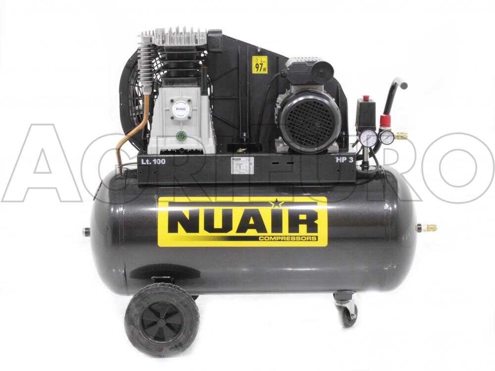 Nuair B3800B/100 CM3 – Einphasen-Elektroluftkompressor mit Riemenantrieb – 3-PS-Motor – 100 Liter