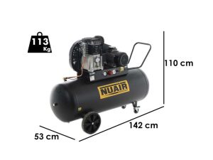 Nuair B3800B/4CT/200 Tech-Pro – Elektrischer Riemenkompressor 400V – 4-PS-Motor – 200 l