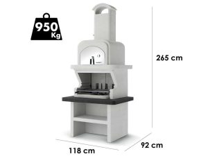Palazzetti Balos - Kombi-Grillkamin mit Holzbackofen aus Betonstein