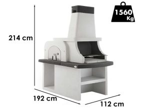 Palazzetti Bastia - Kombi-Grillkamin mit Holzbackofen aus Betonstein