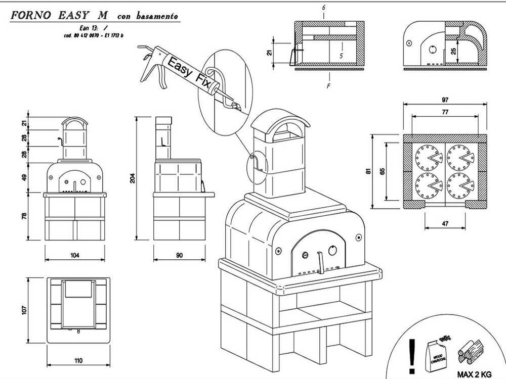 Palazzetti Easy Medium mit Unterbau - Holzbackofen Pizzaofen - Innenraum 77x65 cm – Bild 2