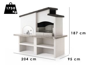 Palazzetti New Zealand 2 - Kombi-Grillkamin mit Holzbackofen aus Beton