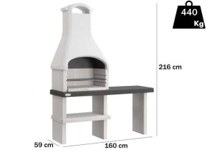 Palazzetti Orlando - Grillkamin aus Beton für Holz und Holzkohle - mit Beistelltisch