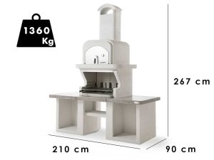 Palazzetti Pamplona - Kombi-Grillkamin-Holzbackofen aus Beton