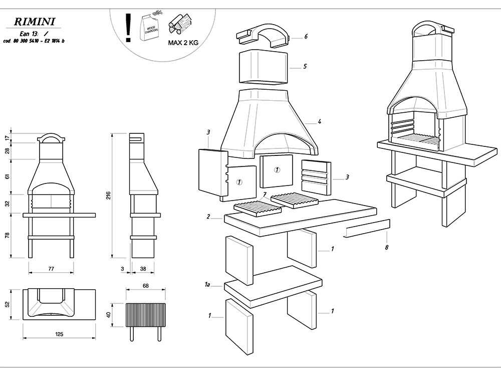 Palazzetti Rimini - Grillkamin aus Beton - Grillfläche 68x40 cm – Bild 2