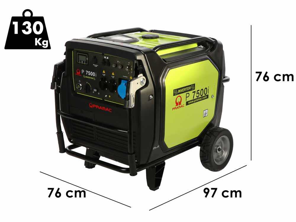 Pramac P7500I - Schallgedämpfter Stromerzeuger auf Rädern mit Inverter 7 kW - Dauerbetrieb 6,5 kW Einphasig 230 V – Bild 4