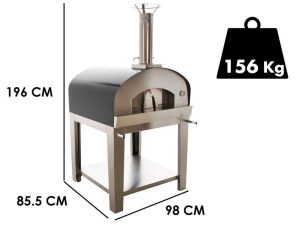 Seven Italy Ade - Holzbackofen für draußen mit Wagen - Anthrazit