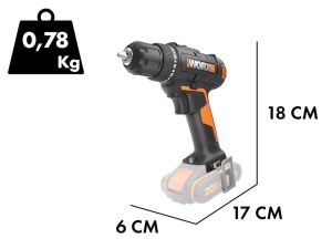 Worx WX100.9 - Akku-Bohrschrauber 20V - SOLO - ohne Akku und Ladegerät