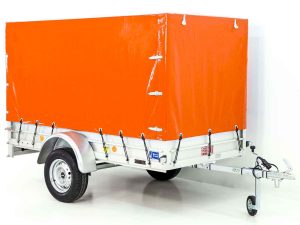 Anhänger mit Plane 125x250cm 750kg | Typ U4 | Hochplane 140 cm Profi | Orange-Neu