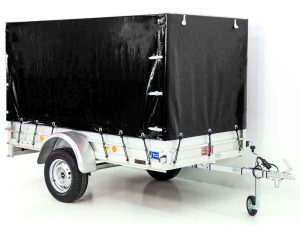 Anhänger mit Plane 125x250cm 750kg | Typ U4 | Hochplane 140 cm Profi | Schwarz-Neu